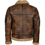 Pánská Kožená Zimní Bunda Bomber Brook Pravý Kožíšek Brixton Hnědá Velikost: 7XL
