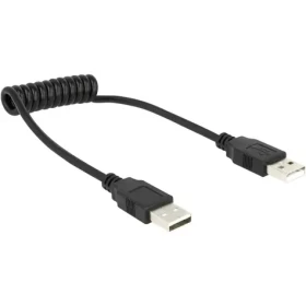 Delock USB A USB A černá / Spirálový kabel / USB 2.0 / 0,2-0,6 m (83239)