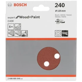 BOSCH Expert C430 2608605645 / Kotouč do excentrické brusky / Zrnitost 240 / 125mm / 8 otvorů / suchý zip / 5ks (2608605645)