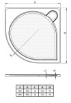 HOPA - Čtvrtkruhová mramorová sprchová vanička LAKA R550 - Rozměr A - 90 cm, Rozměr B - 90 cm VANKCCTVRT90