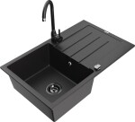 MEXEN - Bruno granitový dřez s odkapávačem včetně baterie Telma, černá 6513-77-670200-70-B