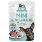 Brit Care Mini SalmonHerring sterilised fillets in gravy 85g / Kapsička pro psy (8595602560349)