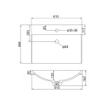 Mereo Opto, koupelnová skříňka s umyvadlem z litého mramoru 61cm, bílá/dub Riviera CN930M