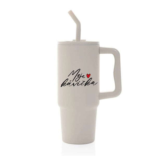 MOJE KÁVIČKA - béžový cestovní termohrnek 900 ml