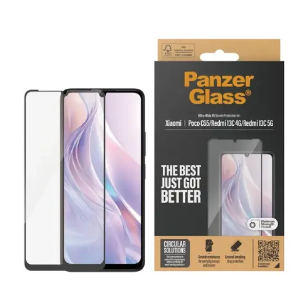 PanzerGlass Tvrzené sklo UWF pro Xiaomi Redmi 13C 5G černá (8076)