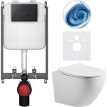 CERANO - Kompletní WC set Basic/Cesso - bílá lesklá - WC tlačítko Modulo/Černá - pro zazdění - 49x36 CER-8050BD86006