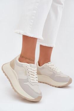 Zateplené dámské sneakersy na platformě Big Star SS274008 HI-POLY SYSTEM světle béžové 38