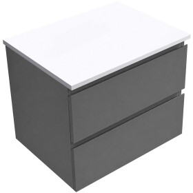 CERANO - Koupelnová skříňka Carole - antracitová + deska z lit. mramoru Elanys - 12 mm - bílá matná - 60x49,2x46 CER-266074
