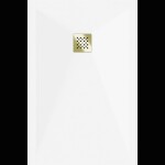 MEXEN/S - Stone+ obdélníková sprchová vanička 130 x 90, bílá, mřížka zlatá 44109013-G
