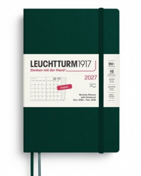 Měsíční plánovač Zápisník Forest Green, Paperback B6+ 2027, 16 Months, Softcover, anglicky