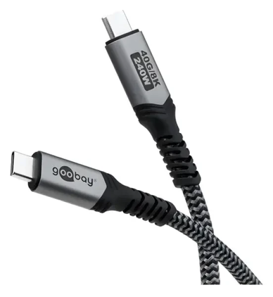 Goobay černá, šedá / Kabel / USB-C / USB4 / 240 W / 40 Gbit/s / Power Delivery / 0,5 m (74210)