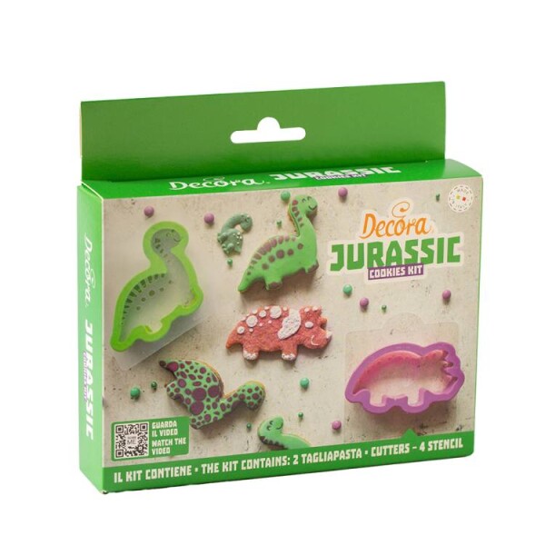 Decora vykrajovátka se stencily Dinosauři (2 vykrajovátka, 4 stencily)