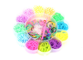Sada gumiček na výrobu náramků Loom band 900 ks - květina