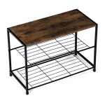 Botník, 2 police, MDF, dekor staré dřevo sonoma, černý kov