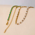 Náramek se zelenými zirkony Eugenia - tennis náramek, Zlatá 16 cm + 5 cm (prodloužení)