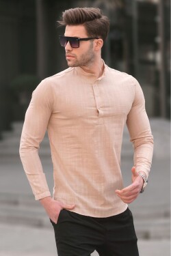 Madmext Beige Linen Men's Regular Fit Shirt 5586