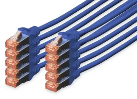 Digitus CAT6 patch kabel modrá / Síťový kabel / S/FTP / RJ-45 / 0,25 m / 10 ks (DK-1644-0025-B-10)