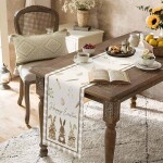 DumDekorace Velikonoční lněný ubrus - běhoun 180 x 33 cm Velikonoční vajíčka / kraslice