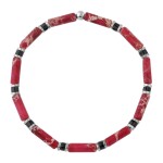 Luxusní pánský náramek s červeným jaspisem Antonio, Červená 20 cm