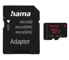 Hama microSDXC 128 GB + adaptér / Paměťová karta / Class 10 / UHS-I U3 / 80 MB/s