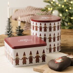 Ib Laursen Plechová dóza Santa's Helpers Square, červená barva, kov