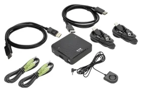 Eaton B004-DP2UA2-K černá / KVM přepínač / 2x DisplayPort / 4K 60Hz / USB Hub / Audio (B004-DP2UA2-K)