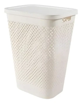 CURVER Koš na prádlo PURE krémový / 55 l / Výklopné víko / Recyklovaný plast (249816)