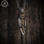 Pánský náhrdelník Ódinovo kopí - GUNGNIR, oboustranný přívěsek, Zlatá 60 cm