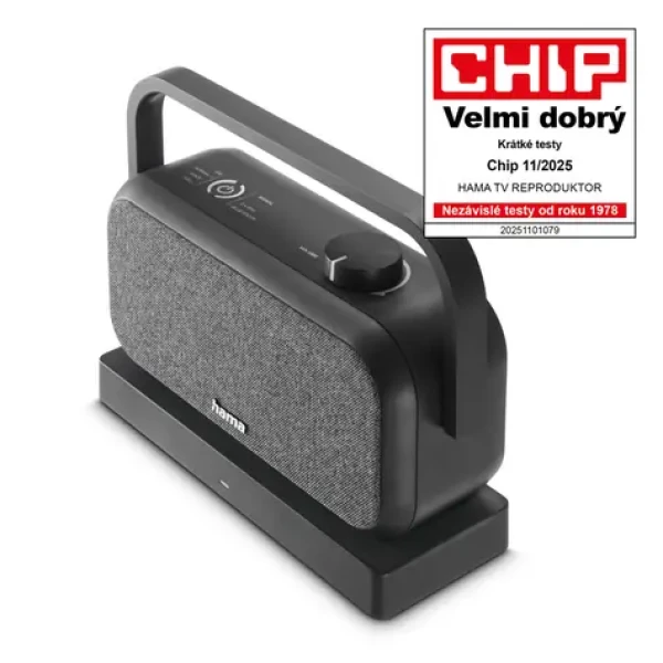 Hama 221849 černá / bezdrátový přenosný TV reproduktor / nabíjecí základna s 2,4 GHz vysílačem / Bluetooth (221849)