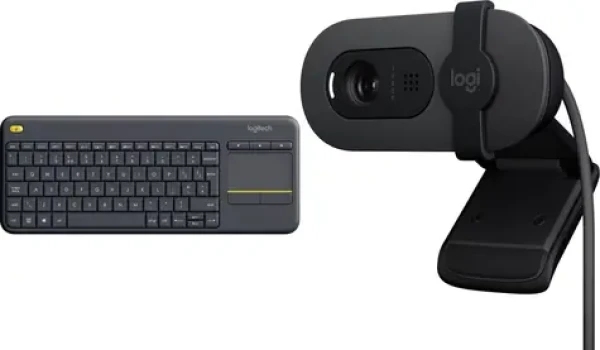 Logitech K400 Plus + Brio 100 / Sada / Bezdrátová klávesnice s touchpadem / Webkamera