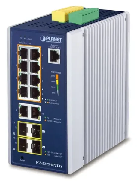 Planet IGS-5225-8P2T4S / Switch průmyslový / L3 / 8x 1Gb PoE 240W / 2x 1Gb SFP / 2x 2,5Gb SFP / -40 až 75°C (IGS-5225-8P2T4S)