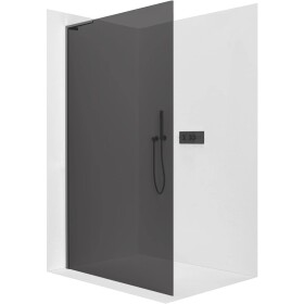 CERANO Sprchová zástěna Walk-in Onyx L-levá vzpěra - 8 mm - černá matná, grafitové sklo - 30x200 cm