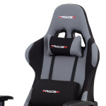 Herní křeslo E-racer, potah šedá-černá látka, houpací mechanismus, opěrák 90°-180