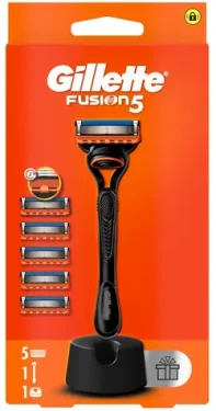 Gillette Fusion5 / Pánský holicí strojek / 5 čepelí / 5 náhradních hlavic / stojánek (80780903)