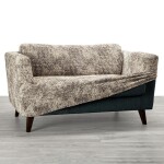 Bielastické potahy MARMO béžové rohová sedačka (š. 350 - 530 cm)