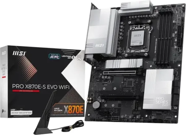MSI PRO X870E-S EVO WIFI černá / Základní deska / AMD X870E / DDR5 / SATA III RAID / 5G LAN / M.2 / sc. AM5 / ATX (7E86-003R)