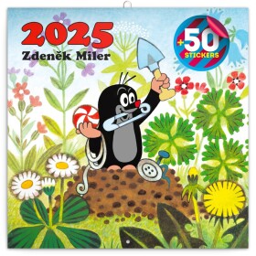 Poznámkový kalendář Krteček 2025, 50 samolepkami, 30 30 cm