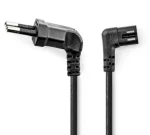 Nedis napájecí kabel Euro(M) - IEC-320-C7 úhlový 2 m černý / Napájecí kabel / Úhlový levý / Plochý PVC (CEGL11055BK20)