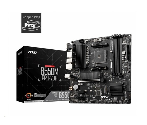 MSI MB Sc AM4 B550M PRO-VDH, AMD B550, 4xDDR4, 1xDP, 1xHDMI, 1xVGA, mATX EDF_2648122