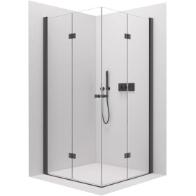 CERANO - Sprchový kout Volpe Duo L/P - 6 mm - černá matná, transparentní sklo - 100x60x190 - zalamovací CER-480160