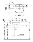 DURAVIT - Zencha Umyvadlo na desku 42x42 cm, bez přepadu, otvor pro baterii, DuraCeram, WonderGliss, antracit mat 23744213711