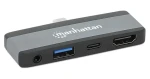 Manhattan šedá / Dokovací stanice / USB-C / HDMI 4K / USB-A 3.2 Gen2 / PD 100W (190404)
