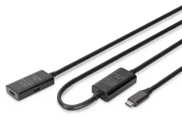 Digitus DA-73109 černá / Aktivní prodlužovací kabel USB-C / USB 3.2 Gen1 5 Gbit/s / 10 m (DA-73109)