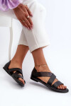 Kožené sandály s lemem, Black Puglia 36