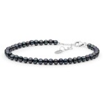 Perlový náramek Enrica - stříbro 925/1000, 4-4,5 mm říční perla, 18 cm + 3 cm (prodloužení) Černá
