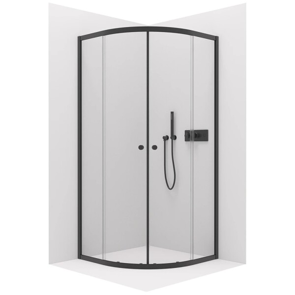 CERANO Sprchový kout Orso L/P - 6 mm - čtvrtkruh - R550 - černá, transparentní sklo - 80x80x195 cm - posuvný