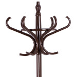 Věšák dřevěný stojanový, masiv topol a bříza, tmavě hnědý lak, výška 185 cm