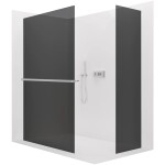 CERANO Sprchová zástěna Walk-in Crystal T L/P - 8 mm - bezvzpěrový systém + polička/držák na ručníky - chrom, grafitové sklo - 150x100x200 cm