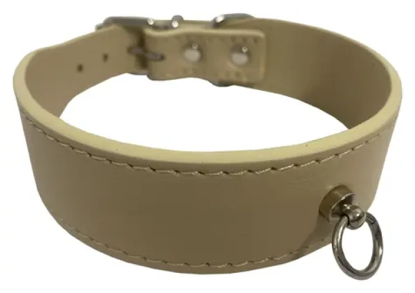 HUHUBAMBOO Obojek pro psy EXCLUSIVE béžový L / 28 mm x 34-39 cm / Hovězí kůže (355519)