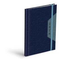 Týdenní diář 2026 MFP T805 A5, s gumičkou - PU blue/gray